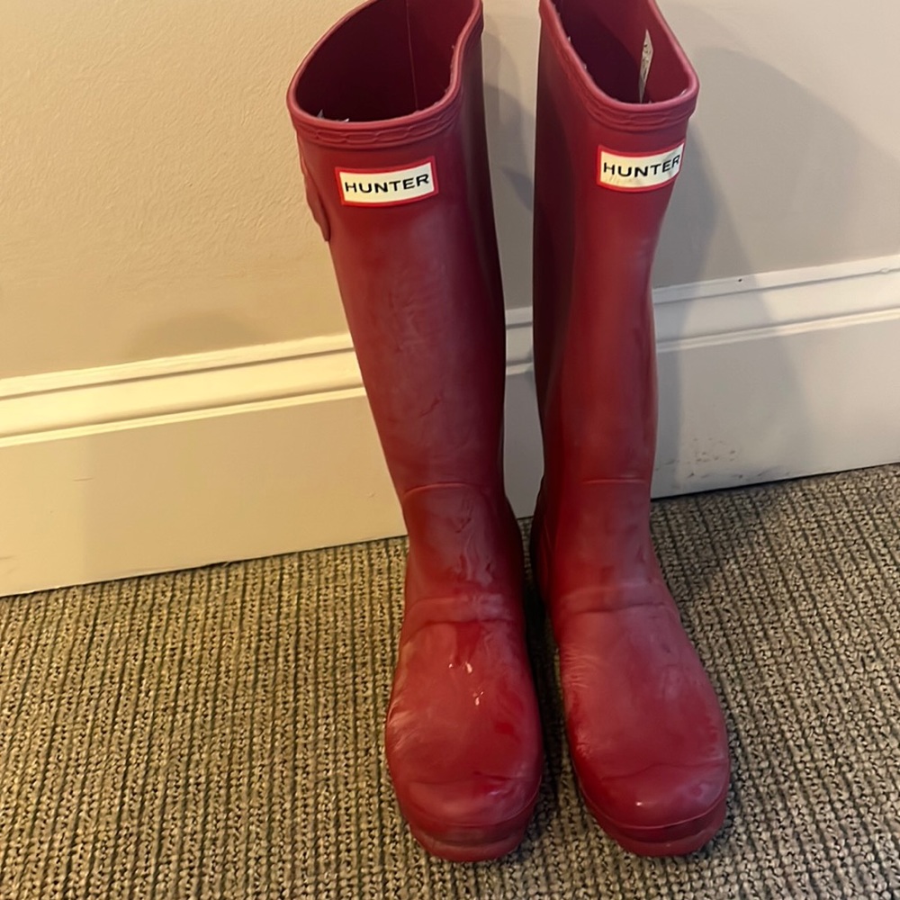 Red Tall Hunter Boots